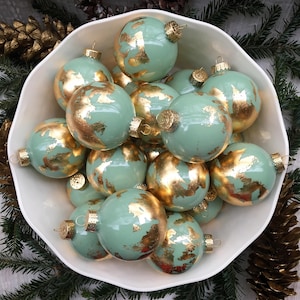 Globe Inspired Gold Leaf Ornament - SAGE GREEN