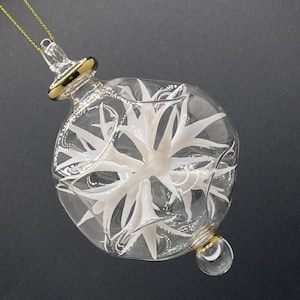 Mouth Blown Flower Ornament Hand Painted  Christmas Ornament Just Beautiful