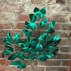 Emerald Green Metallic Ficus Leaf Spray 23", Perfect for Mardi Gras, St. Patrick's Day & Christmas XS244406
