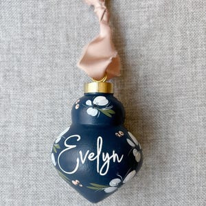 Custom Heirloom Hand Painted Floral Christmas Ornament Ceramic